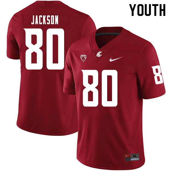Youth #80 Brennan Jackson Washington State Cougars College Football Jerseys Sale-Crimson
